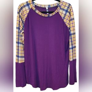 Acting Pro Long Sleeve Womens Top Sz 1X Very Soft & Warm Sweater Blouse Purple
